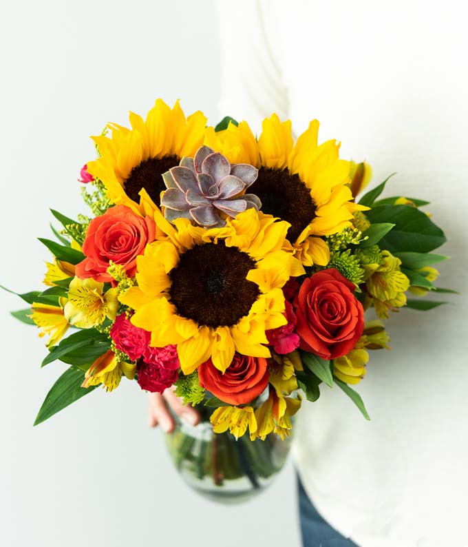 Sweetest Sunflower Succulent Bouquet - Image 3