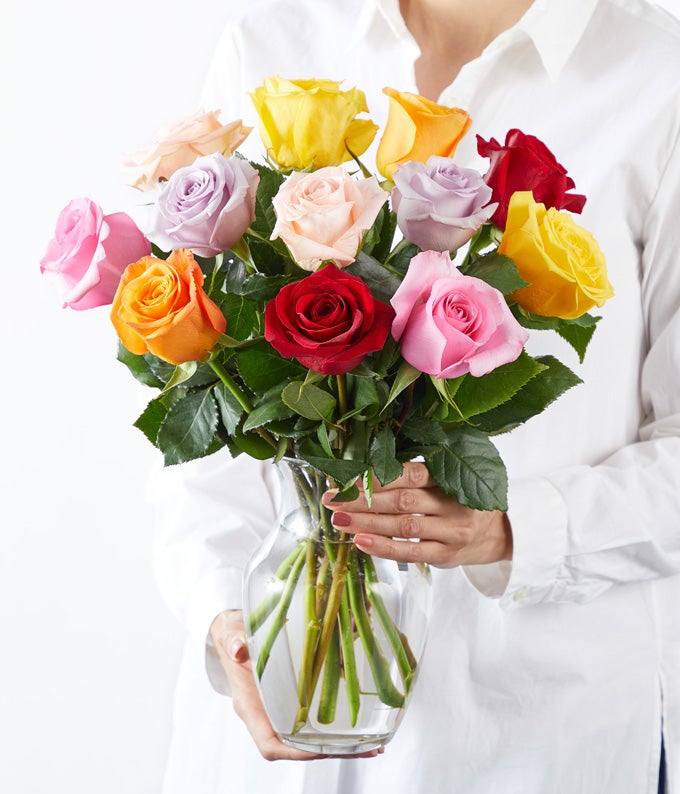 One Dozen Rainbow Roses - Image 6