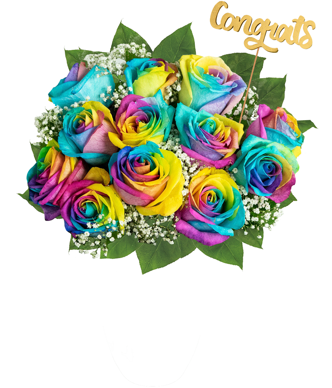 Congrats! One Dozen Tie Dye Roses - Image 2