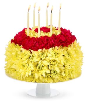 Red & Yellow Birthday Flower Cake
