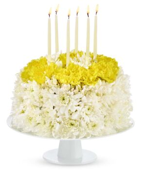 White & Yellow Flower Birthday Cake