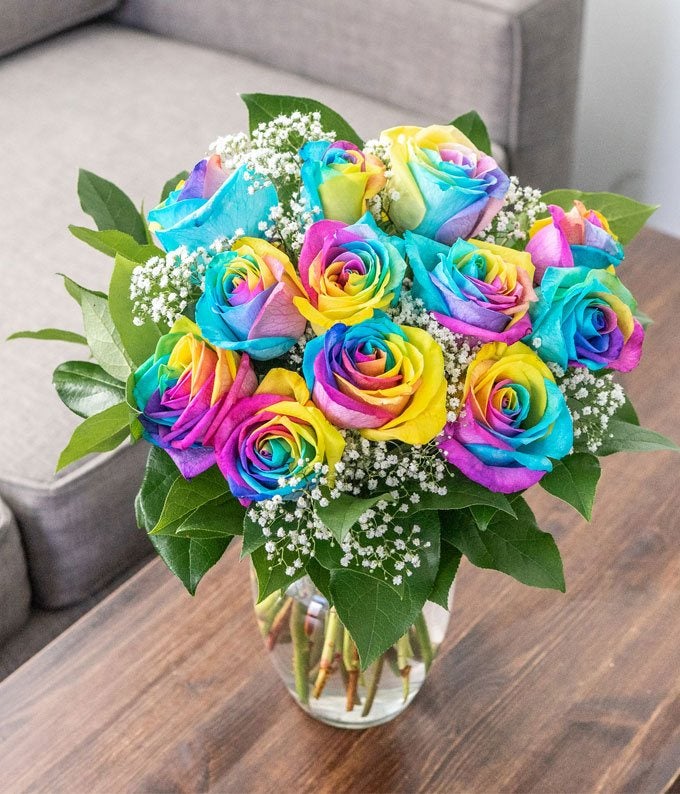 Congrats! One Dozen Tie Dye Roses - Image 3