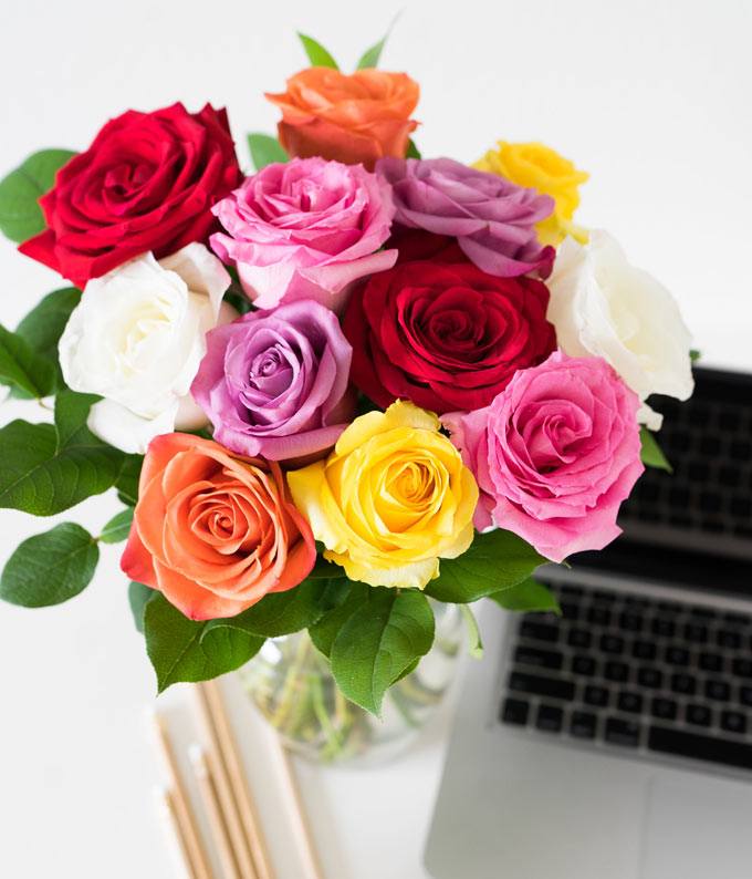 One Dozen Rainbow Roses - Image 2