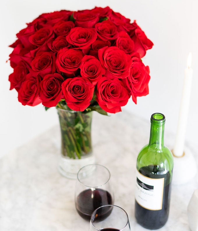 50 Red Roses Bundle with Chocolates & Bear - Image 3