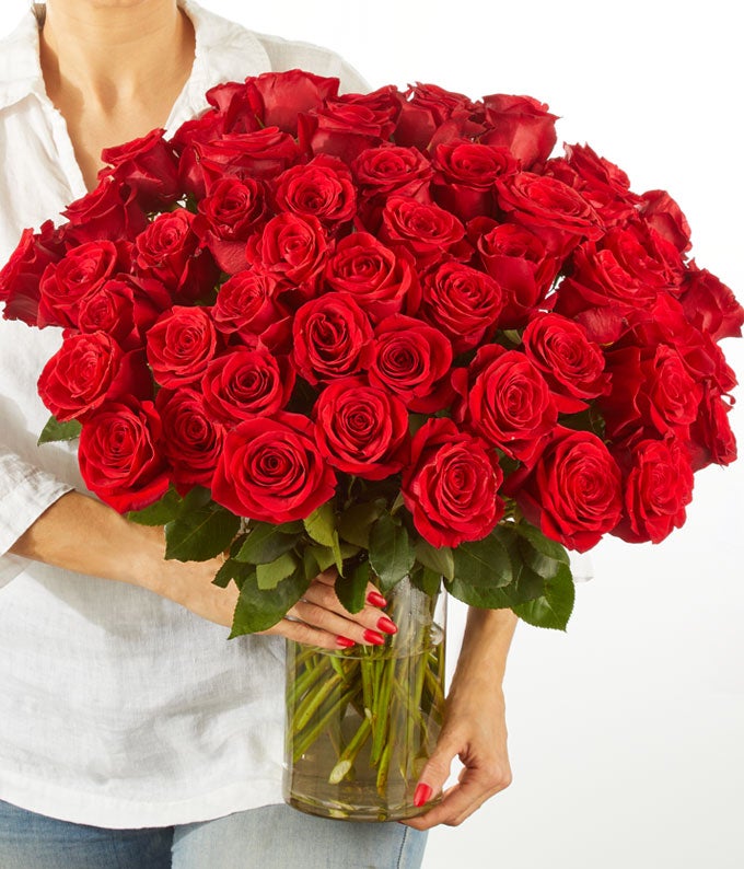 50 Red Roses Bundle with Chocolates & Bear - Image 4