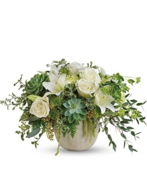 White Rose Succulent Bouquet