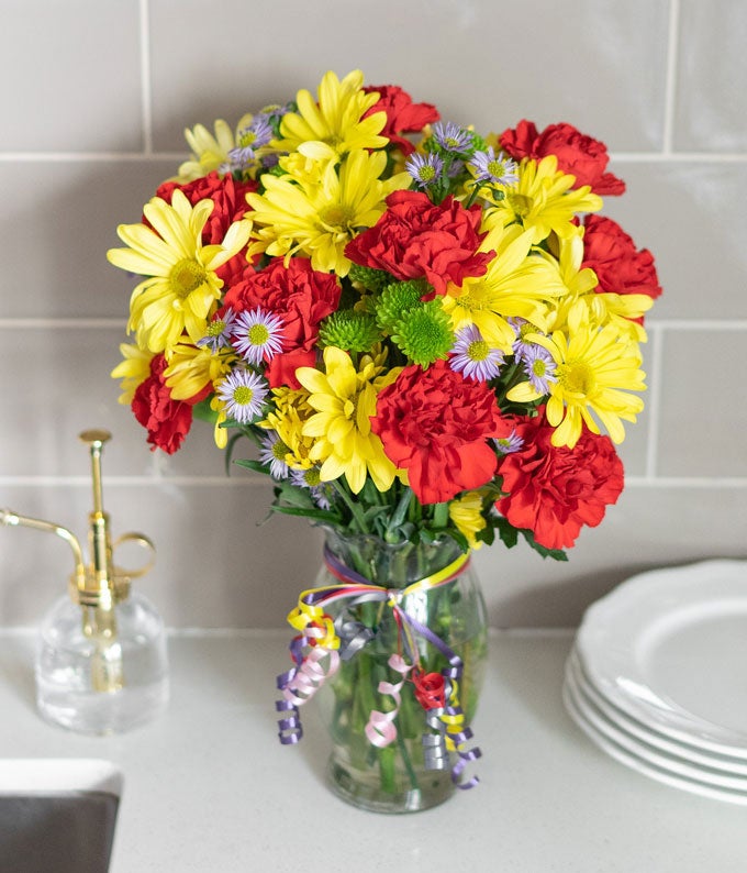 Festive Floral Garden with Get Well Soon Balloon - Image 2
