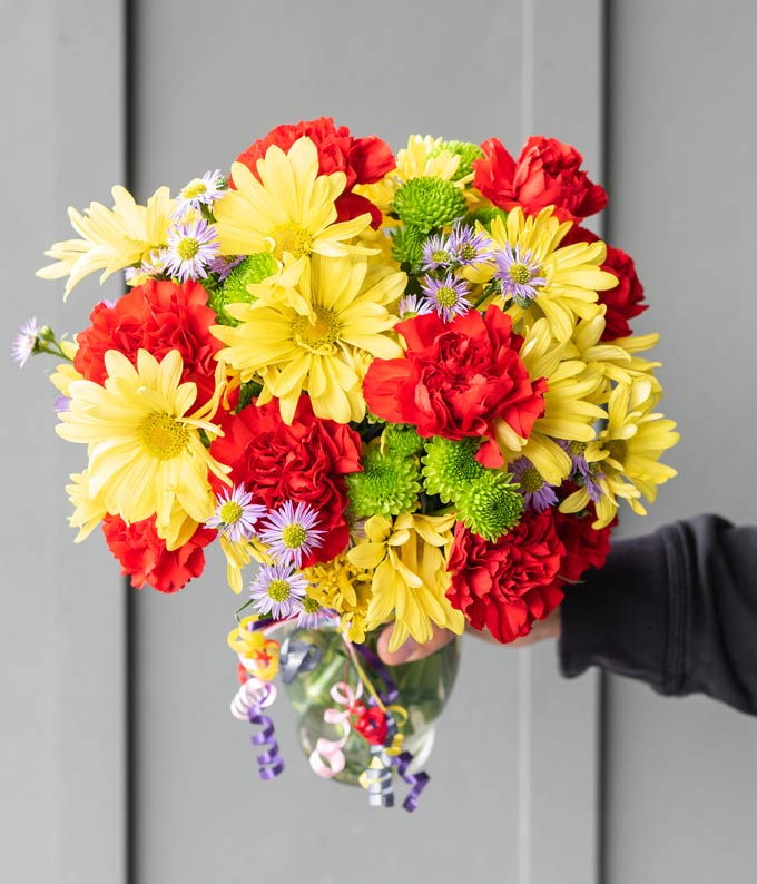 Festive Floral Garden with Get Well Soon Balloon - Image 3